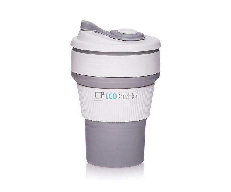 Складаний стакан силіконовий Collapsible Coffee Cup 350 мл Сірий EK8470