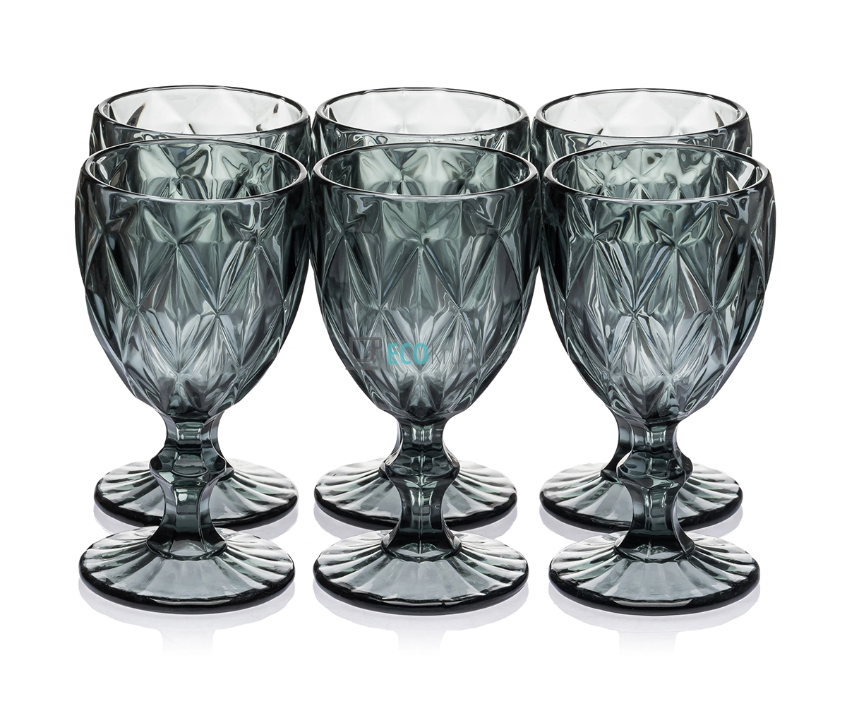 Келихи для вина з кольорового скла 6 шт Glassware 240 мл Сірий EK9001