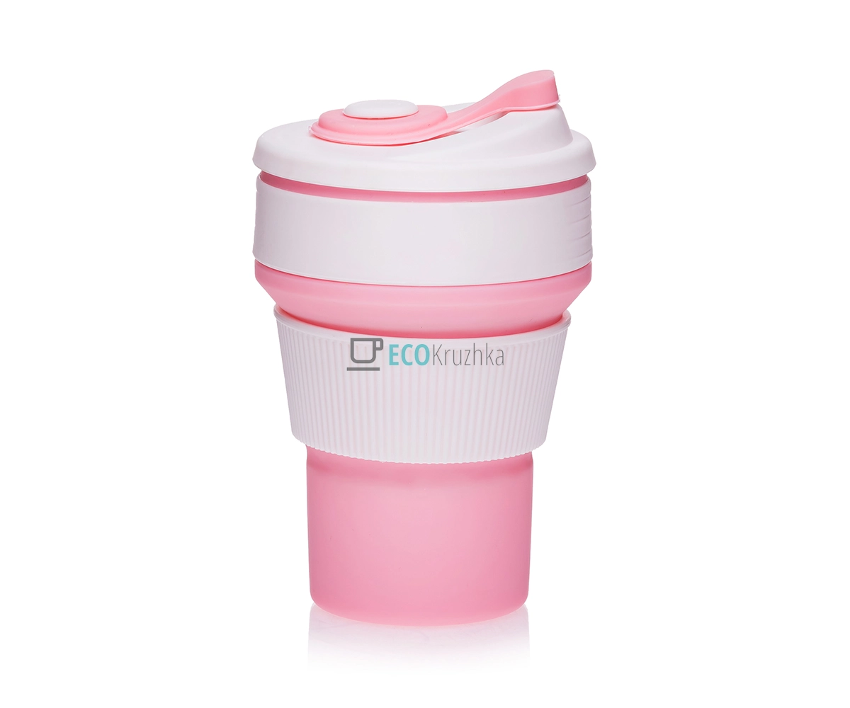 Складаний стакан силіконовий Collapsible Coffee Cup 350 мл Рожевий EK8467