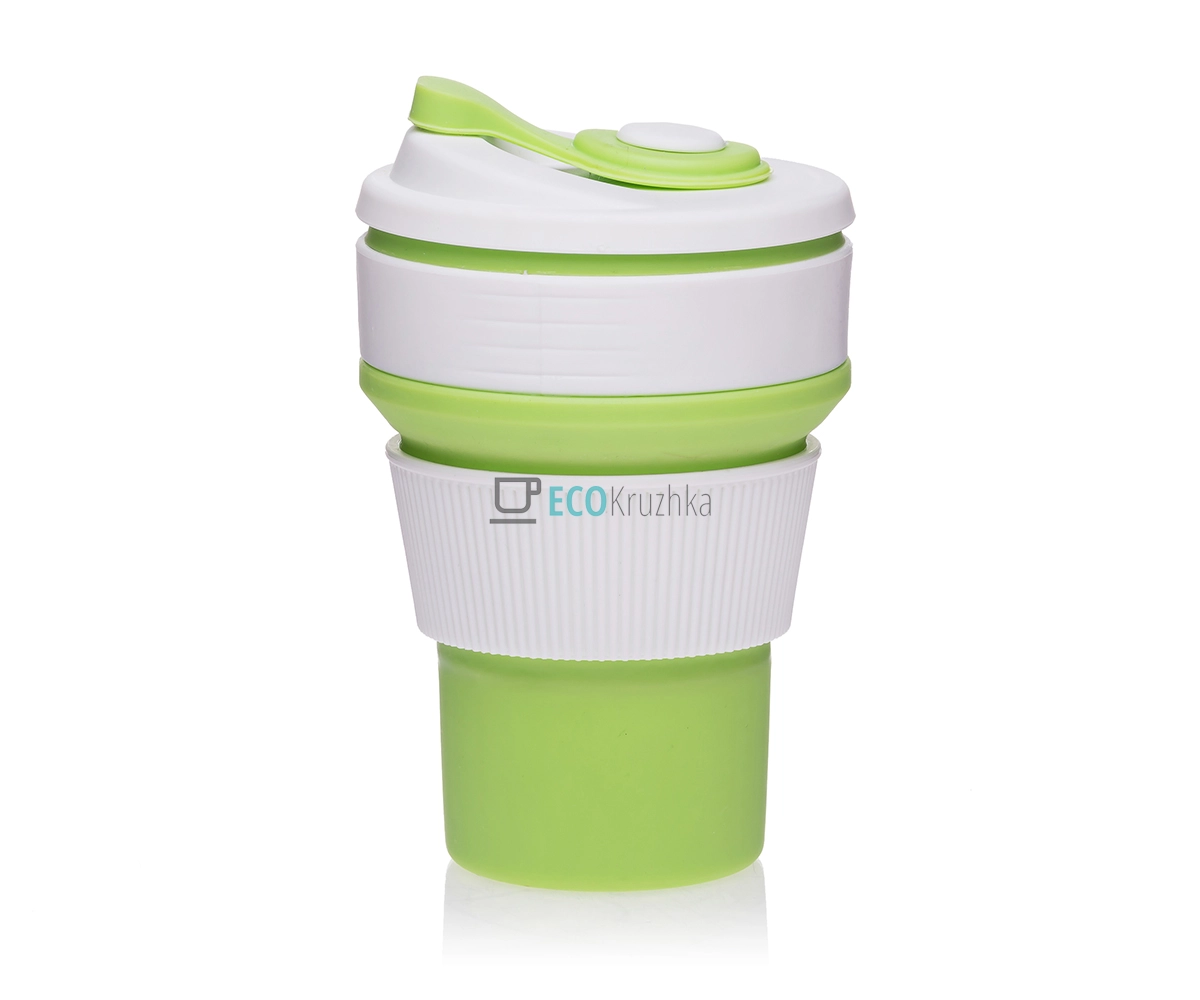 Складаний стакан силіконовий Collapsible Coffee Cup 350 мл Салатовий EK8469