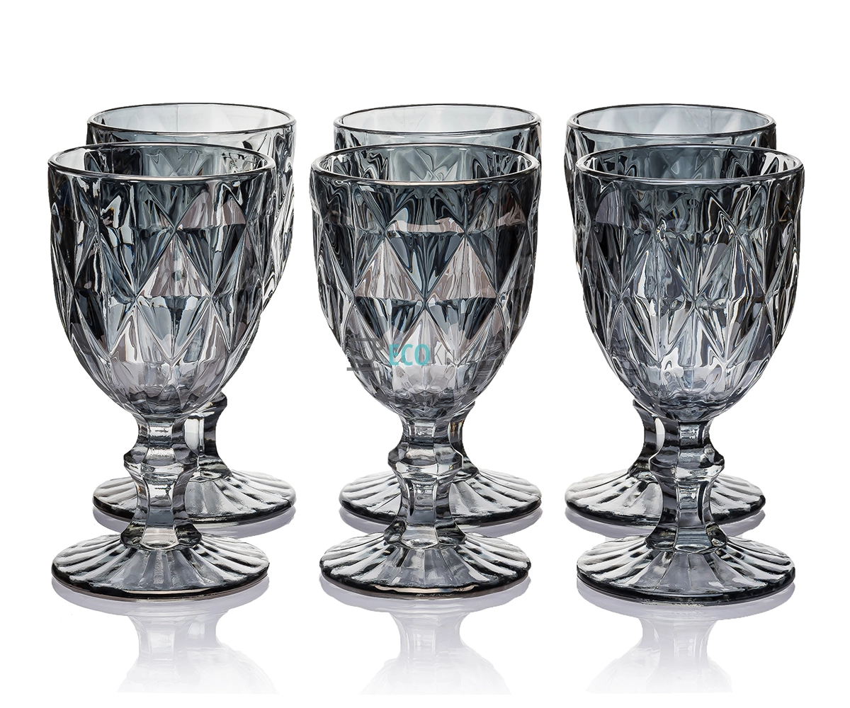 Келихи для вина з кольорового скла 6 шт Glassware 240 мл Сірий EK10999