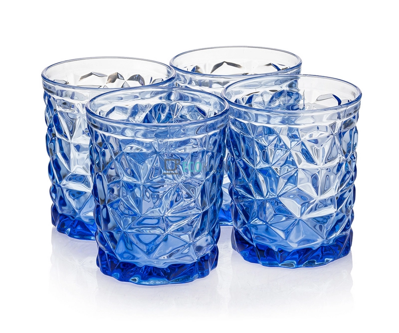 Набір кольорових склянок для віскі Glassware 290мл 4шт Синій EK10822