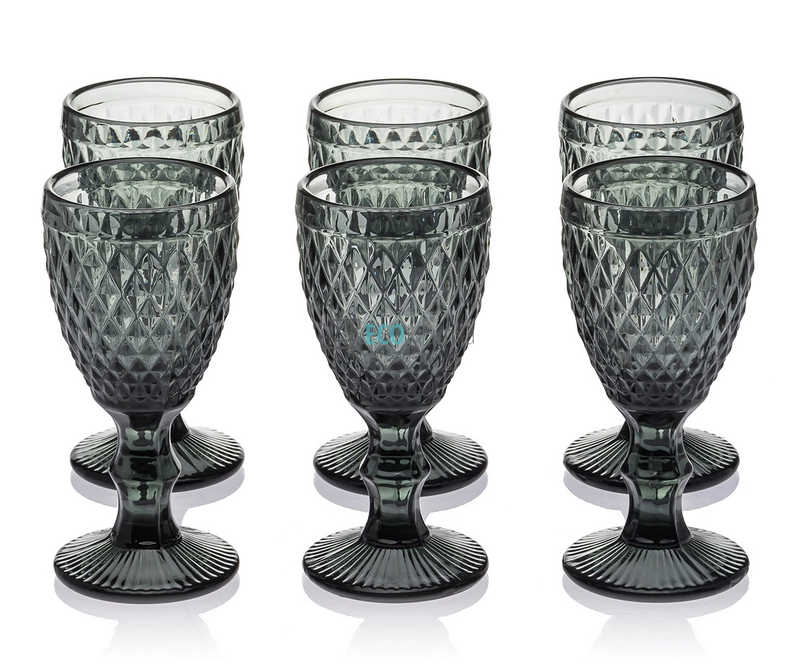 Набір чарок з кольорового скла 6 шт Glassware 40 мл Сірий EK1502