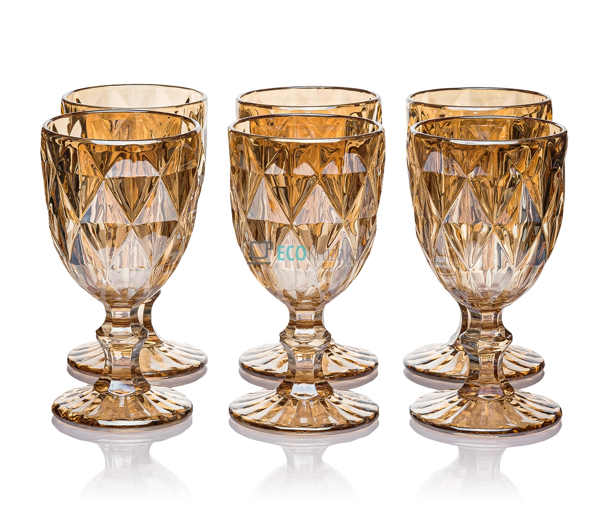 Келихи для вина з кольорового скла 6 шт Glassware 260 мл Золотий EK10974