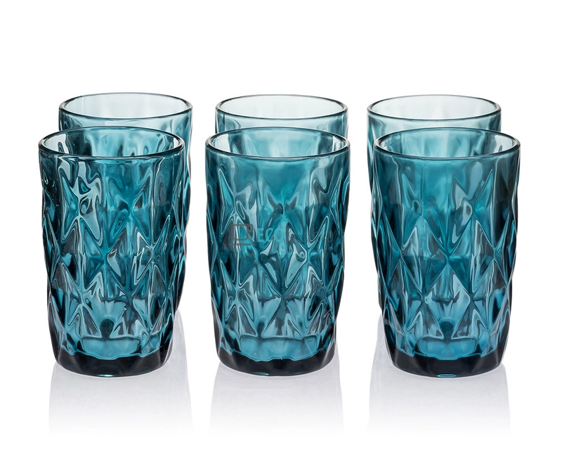 Набір кольорових склянок 6шт Glassware 350мл Синій EK9013