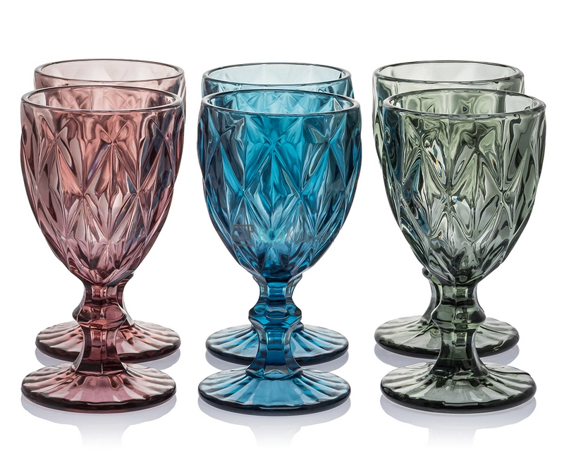 Келихи для вина з кольорового скла 6 шт Glassware 240 мл EK10986