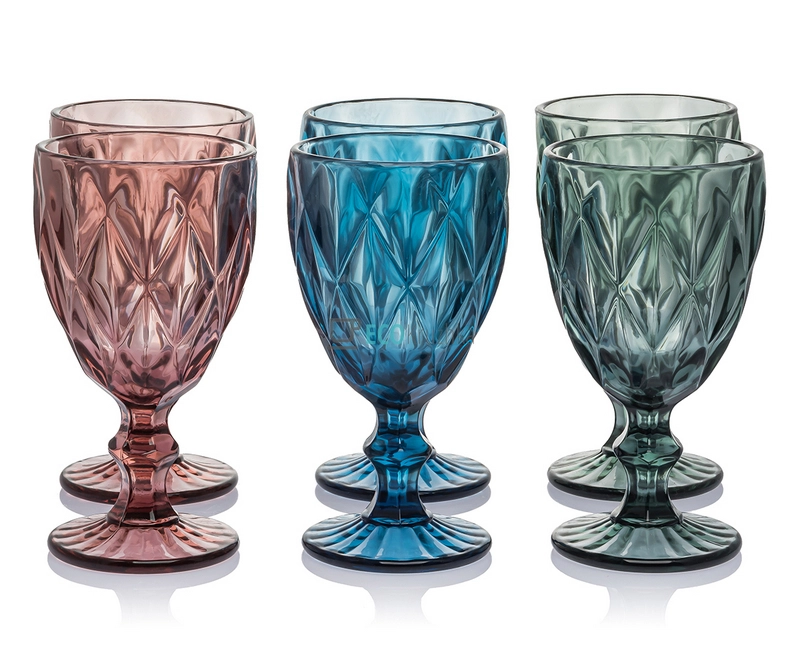 Келихи для вина з кольорового скла 6 шт Glassware 320 мл Різнобарвний EK10988