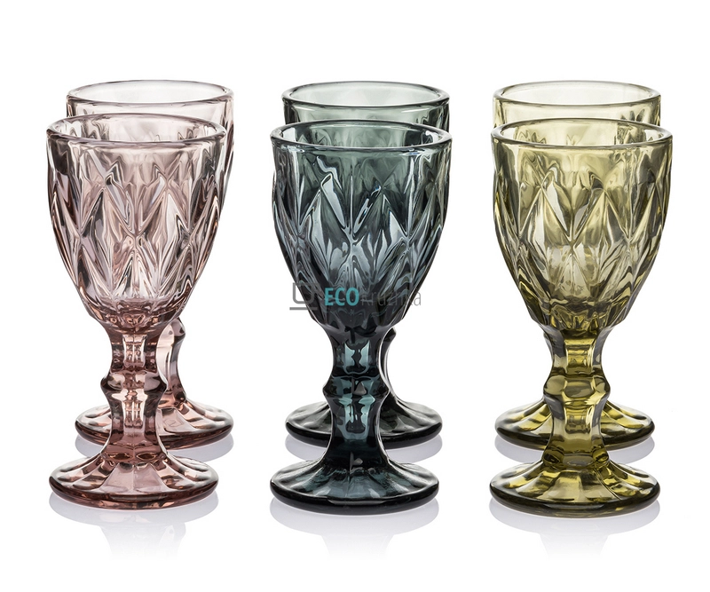 Набір чарок із кольорового скла 6шт Glassware 40 мл Різнобарвний EK12320