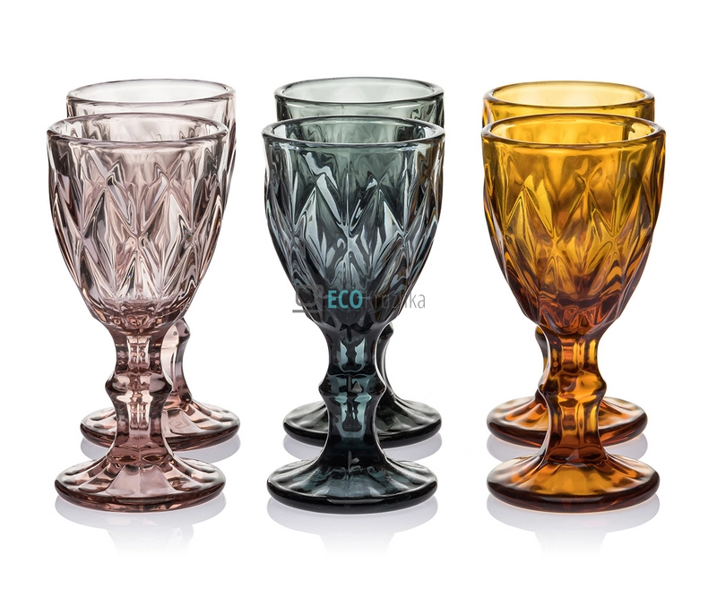 Набір чарок із кольорового скла 6шт Glassware 40 мл Різнобарвний EK12321