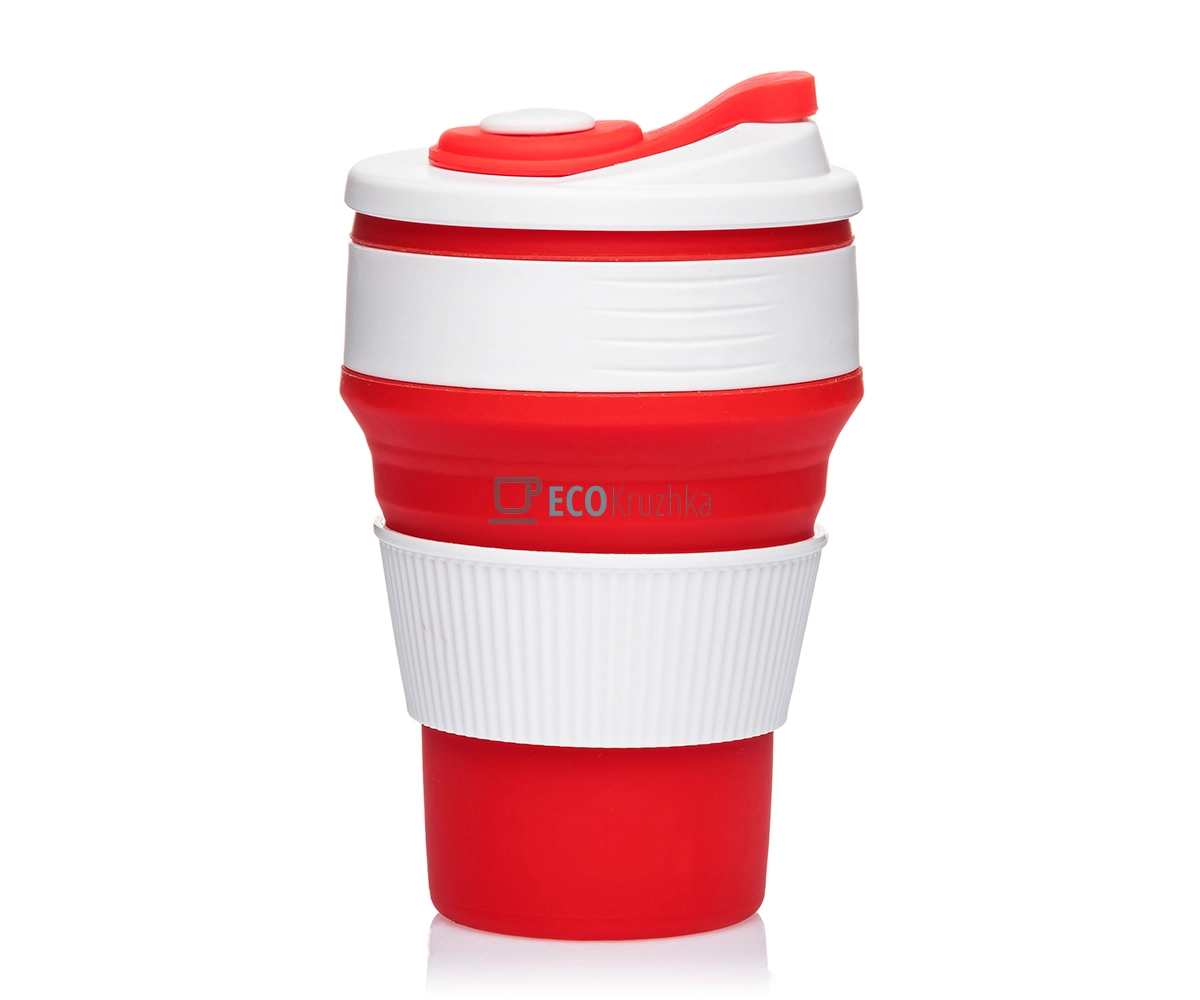 Складаний стакан силіконовий Collapsible Coffee Cup 350 мл Червоний EK12742