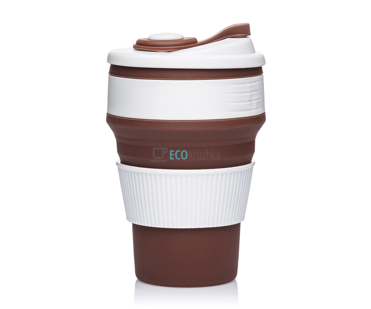 Складаний стакан силіконовий Collapsible Coffee Cup 350 мл Коричневий EK12743