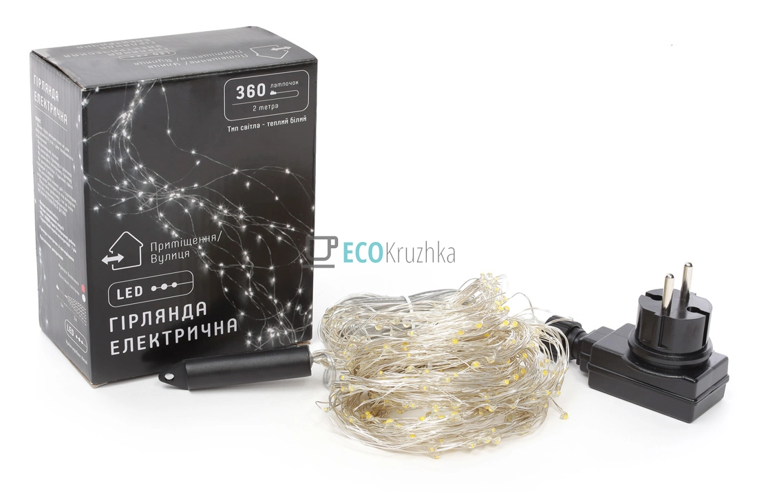 Гірлянда-пучок 360 LED, теплий білий, 18 ниток по 2 м, 20 діодів/нитка, з функцією миготіння кожної 4-ї лампи 830-325