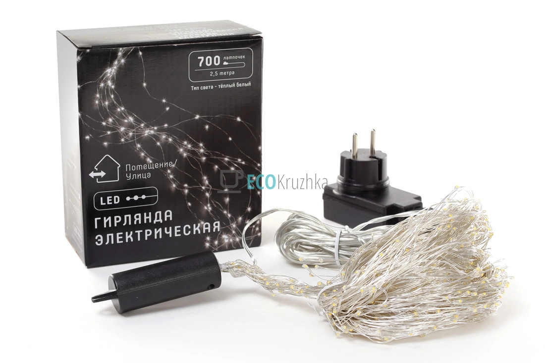 Гірлянда-пучок 700 LED, теплий білий, 28 ниток по 2,5 м, 25 діодів/нитка, з функцією миготіння кожної 3-ї лампи 830-310