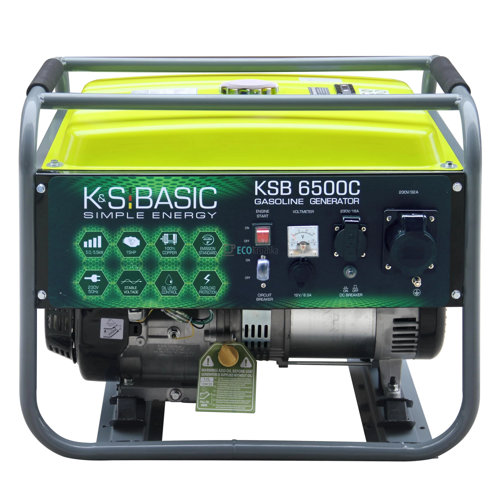 Könner & Söhnen Генератор бензиновий Basic  KSB 6500C, 230В, 5.5кВт, ручний запуск, 66.6кг