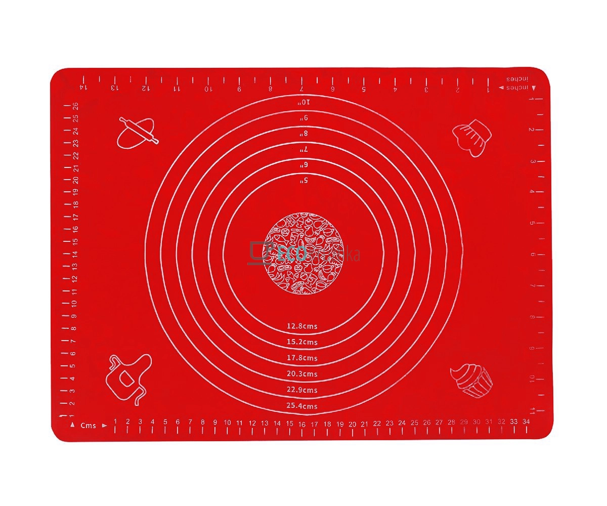 Силіконовий килимок для розкочування тіста 45х64 см Червоний FRU-082